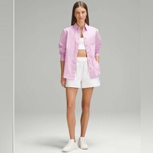Lululemon RelaxedFit Casual Mauve Purple Cotton-Blend Poplin Button-Down Shirt M